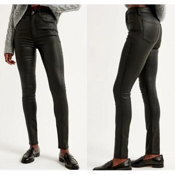 Abercrombie‎ black coated The 90s slim Straight Ultra High Rise Size 26/2 R - Picture 1 of 8